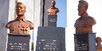 Sculpture of the 3 ex-servicemen who were shot in 1948