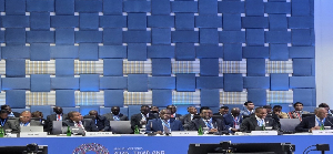 A photo of Dr Johnson Pandit Asiama and other officials at 2026 IMF Annual Meeting
