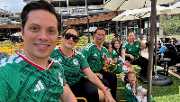 Sergio Enrique Alvarado Montalvo, 45, with his family at a watch party in Dallas, Texas