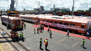 Carriages unloaded at the port in Dar es Salaam, Tanzania on November 25, 2022