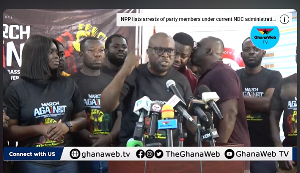 The National Youth Organiser of the NPP, Salam Mustapha with other leaders of the party