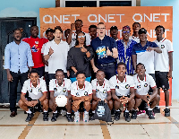 A photo of the donation to Samuel Inkoom Academy