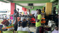 A file photo of Boateng Bismark James and his group worshiping