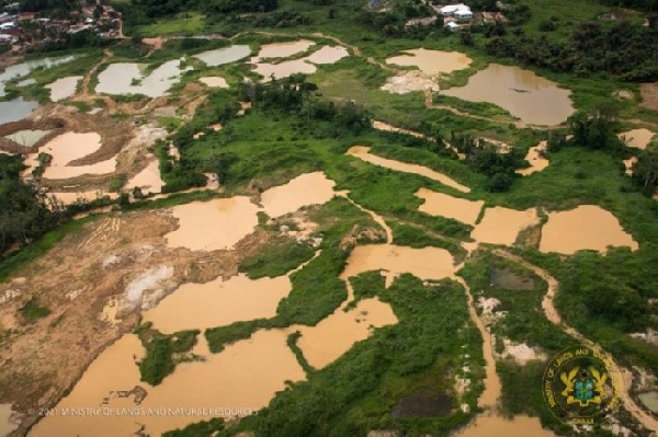 Screenshot of devastation caused by illegal mining in forest reserves. File photo.