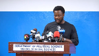 Researchers brief press on UG poll findings at Political Science Department on September 21, 2026