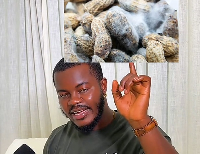 Dr Felix Effah pointing to mouldy groundnut ( insert) as an example of contaminated foods.
