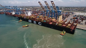 The 400-meter-long vessel arrived from Vizhinjam, India