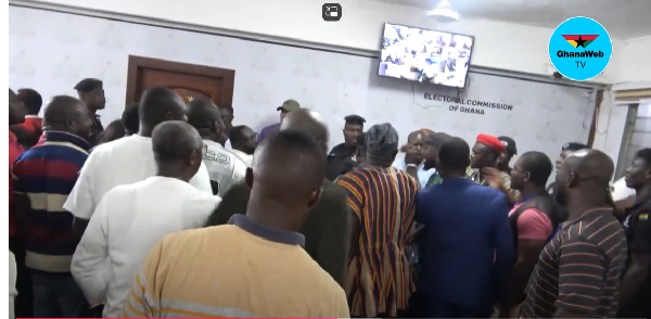 Some of the party supporters at the collation centre