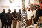 KOD (in stripped kaftan) with the members of The Compozers during their visit