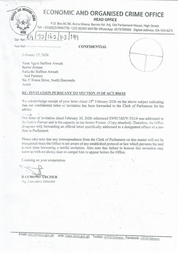 EOCO Invitation Letter to Baffour Awuah Surfaces as Attempted Arrest Sparks Legal Questions 5 28648517