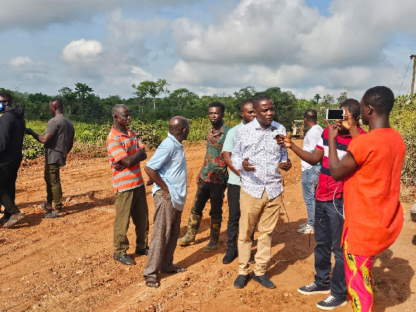 Ralph Poku-Adusei interacting with the press on site