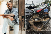 Darkovibes (L) was in the wrecked car (R) when the accident happened