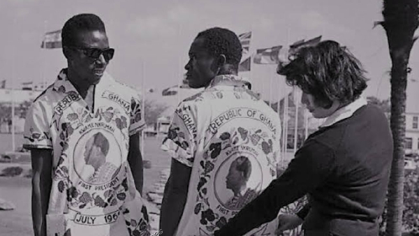 Some Ghanaian athletes wearing shirts with the portrait of Dr Kwame Nkrumah