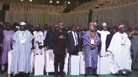 Labor Party’s Peter Obi (C) and other delegates attended a ceremony in Abuja