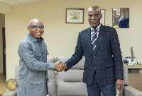 Professor Christian Agyare (L) with Minister of Education, Haruna Iddrisu (R)
