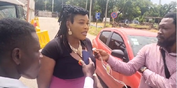 Janet Nabla, PNC's General Secretary being interviewed by the media