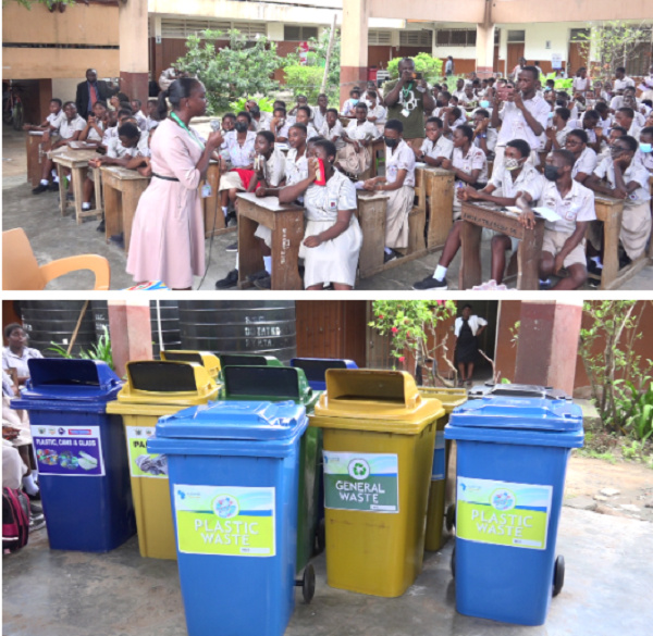 12 waste bins were donated to the Sakumono Complex JHS