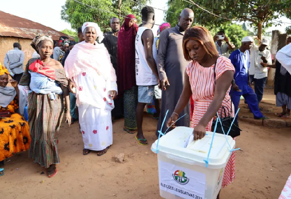 Voters cast their ballots in Guinea-Bissau's legislative elections in Bissau on June 4, 2023