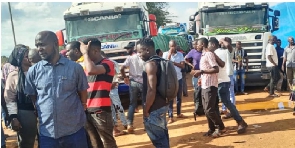 Rice traders protest in Kyotera District after URA impounded their trucks on November 1, 2023