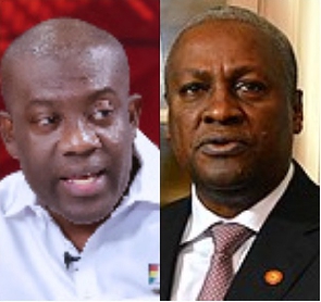 Kojo Oppong Nkrumah (left), John Dramani Mahama (right)