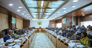 A view of ministers of state during a Cabinet meeting with the president A view of ministers of state during a Cabinet meeting with the president