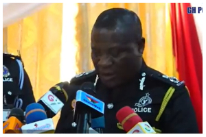 IGP Christian Tetteh Yohuno addressing the press on Monday, February 23, 2026