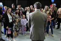 US Deputy Secretary of State Christopher Landau greets Afrikaner refugees from South Africa, on Mond