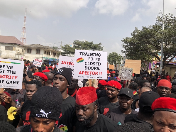 A section of the protesters