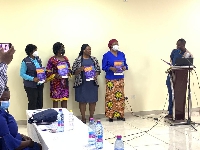Dr. Ayifah and other partners launching the report put together by SEND GHANA and PTF