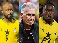 L-R: Jordan Ayew, Carlos Queiroz and Thomas-Asante are sports personalities