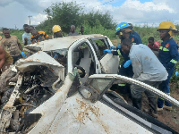 Photo of accident victim being rescued