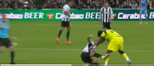 The incident led to a brief pushing and shoving exchange between the two players