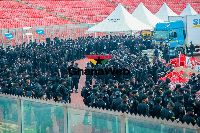 Police officers deployed inside the Baba Yara Sports Stadium for NPP delegates conference
