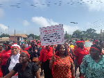 Staff of Tetteh Ouarshie Memorial Hospital demonstrate over midwife killed by speeding vehicle