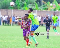 Hearts of Oak's Kwakwo Obeng Jnr grabbed by the neck in a tussle