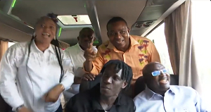 King Paluta and Bawumia (seated) in the campaign bus