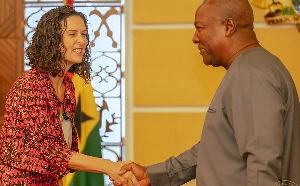 President John Dramani Mahama with British High Commissioner to Ghana, Harriet Thompson