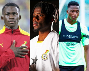 L-R: Afena Gyan, Mohammed Salisu and Ibrahim Sulemana are yet to join Blac k Stars squad in London