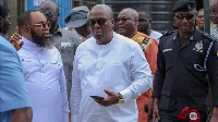 Former President Mahama arriving at the Sekondi Methodist Park for the service