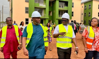 Gilbert Adjei (2nd from left) with Prosper Hoetu (2nd from right) during the inspection