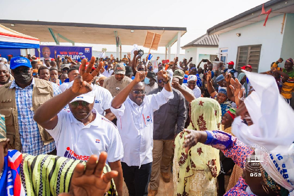 Dr Bawumia was mobbed on his arrival at Karaga