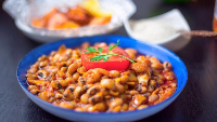 A bowl of Ghanaian beans stew served