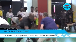 Douglas Emhoff shows off basketball skills at all-girls school in Ghana