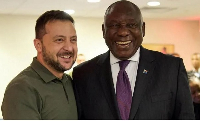 Ukraine's President Volodymyr Zelensky and South Africa's President Cyril Ramaphosa