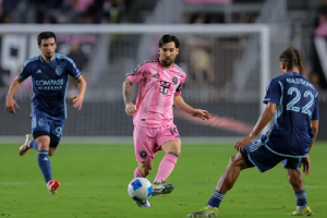 Lionel Messi in action against Kansas City