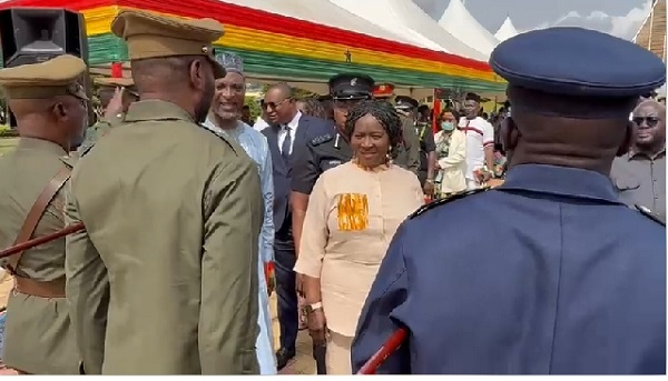 Vice President Prof Jane Naana Opoku-Agyemang taking a salute at the event on Monday, March 16, 2026