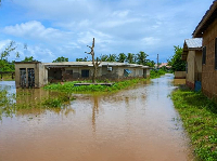 The roads have been submerged by the floodwaters