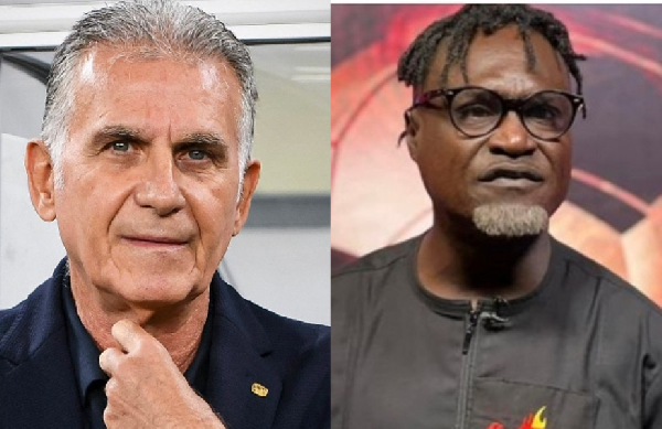 Black Stars coach Carlos Queiroz and sports journalist Countryman Songo