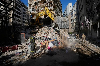 An area in Lebanon destroyed in the ongoing war