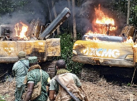 Some of the mining equipment destroyed during the raid